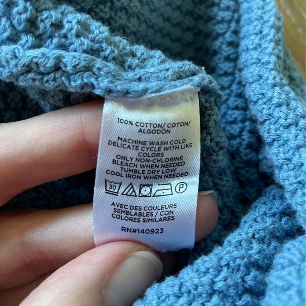 EUC - LOFT Stitchy Sweater 100% Cotton Poolside Blue Women’s Size SMALL - Picture 6 of 6